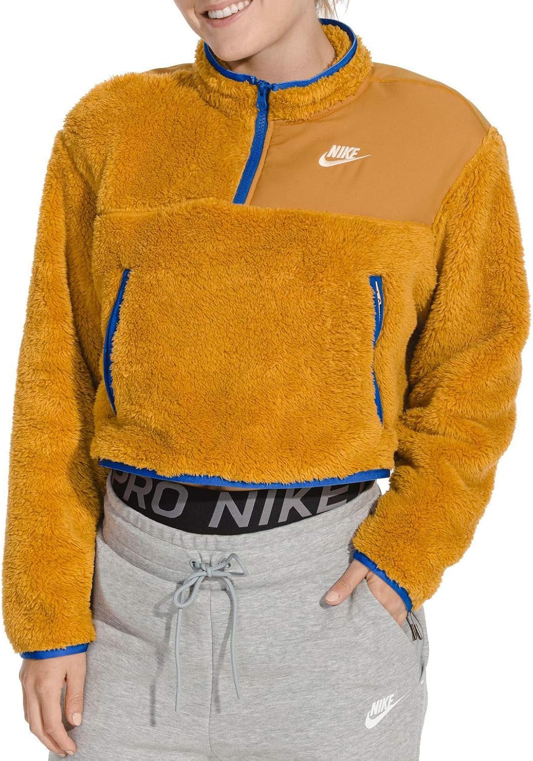 Nike Womens Sportswear Â¼ Zip Fleece Crop Pullover Sports & Fitness Sports & Outdoors
