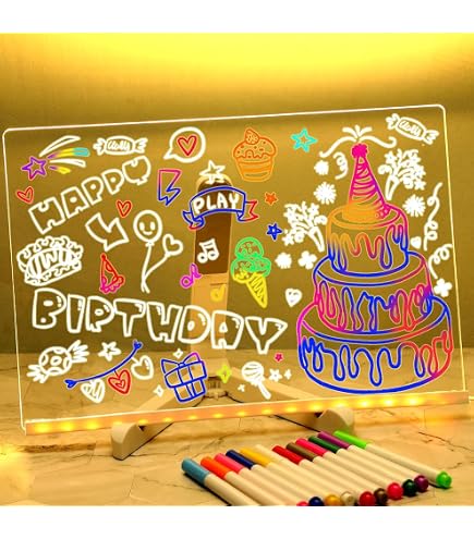 Pizarra LED Acrílica Reutilizable Con Luz - Para Notas, Dibujos, Regalo Para Oficina, Casa O Niños (Tamaño M 20x20 Cm)