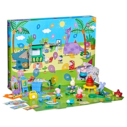 PEPPA PIG George's Party Advent Calendar with 24 Surprise Toys and Stickers Including 5 Figures, Preschool Toys for Girls and Boys 3 and Up (Amazon Exclusive)