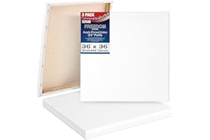 U.S. Art Supply 36 x 36 inch Stretched Canvas 12-Ounce Triple Primed, 3-Pack - Professional Artist Quality White Blank 3/4" Profile, 100% Cotton, Heavy-Weight Gesso - Acrylic Pouring, Oil Painting