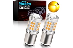 Yorkim 1157 LED Bulb Amber, 1157 led turn signal bulb, 2357 led bulb 2057 7528 BAY15D Replacement for Turn Signal Blinker Lights Side Marker Lights, Amber Yellow, pack of 2