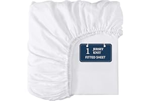Lane Linen Full Fitted Sheet Only - 4 Way Stretch Knitted Deep Pocket Full Bottom Sheet - Fits Upto 16" Mattress (No Flat Sheet), Durable, Wrinkle Free, Soft Microfiber Fitted Sheet Full - White