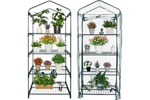 Kelived Mini Greenhouse for Indoor Outdoor, Small Plants Green House with 4 Tier Shelves, Portable Plastic Greenhouses with Transparent PVC Cover for Garden Backyard Patio Balcony Porch