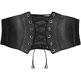 WERFORU Women Corset Elastic Belt Wide Retro Lace-up Tied Costume Waspie Waist Belt for Ladies