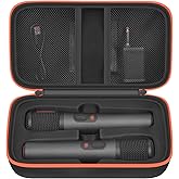 Boobowl Bluetooth Microphone Wireless Case Compatible with JBL PartyBox Wireless Mic - 2X Digital Microphones, Portable Mic Box for Rechargeable Battery, Receivers, Adapter (Bag Only)-Black
