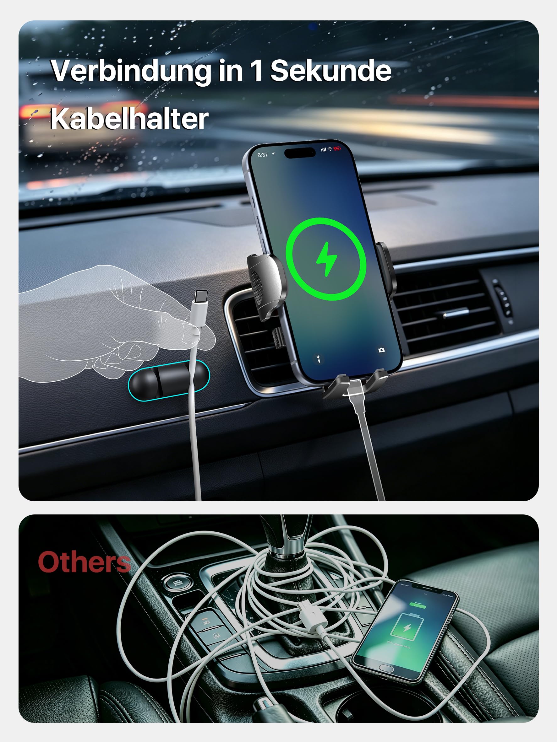 HTU Militär-Klasse Handyhalterung Auto mit [Stärkst Saugnapf & Clip] 3