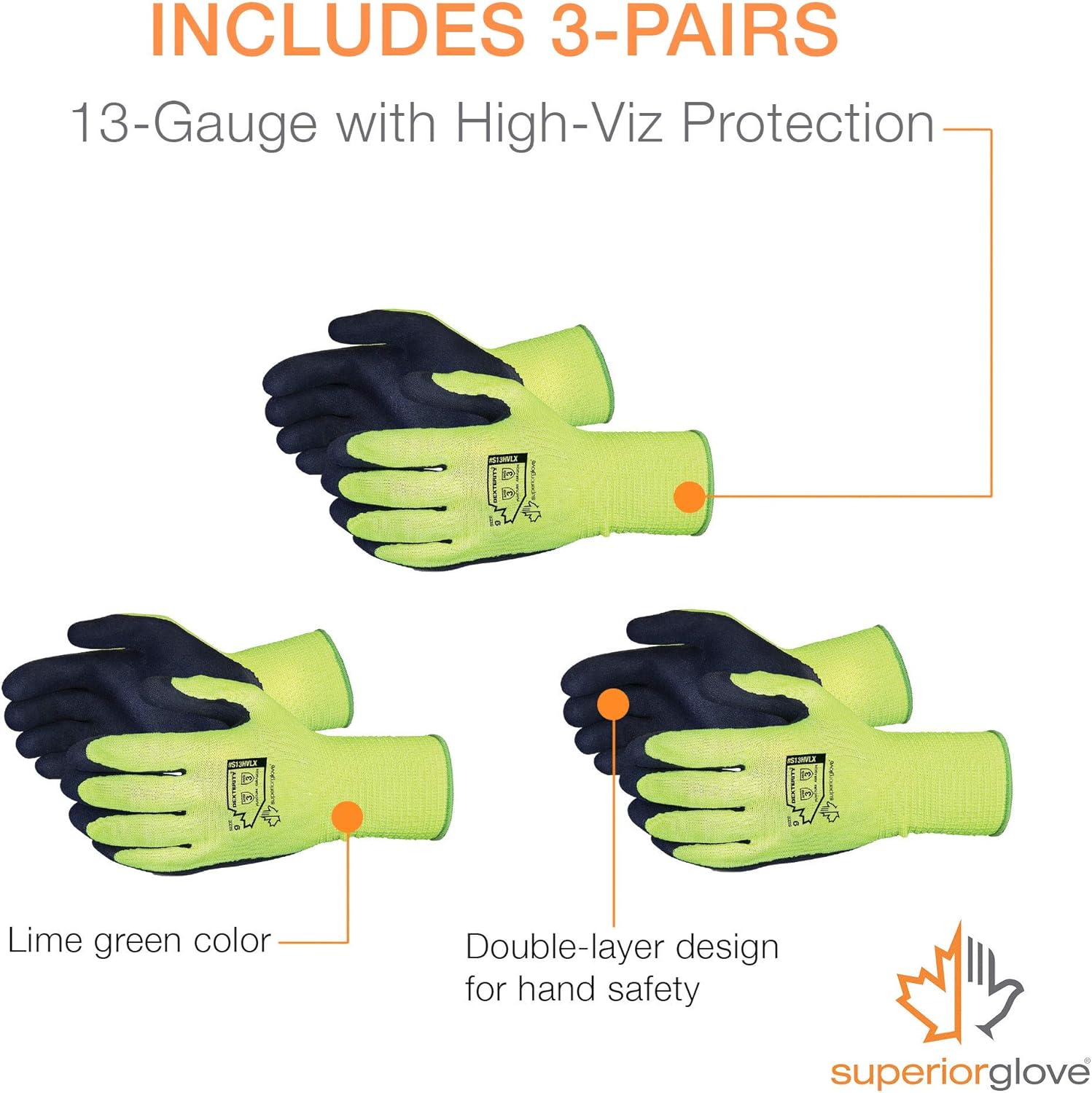 Superior Heavy Duty Gardening Gloves for Yard Work (3 Pack) Form Fitting Landscaping Glove Puncture Resistant with Composite Knit Breathable Backs - Mens Womens Unisex Design - Size Large: Clothing