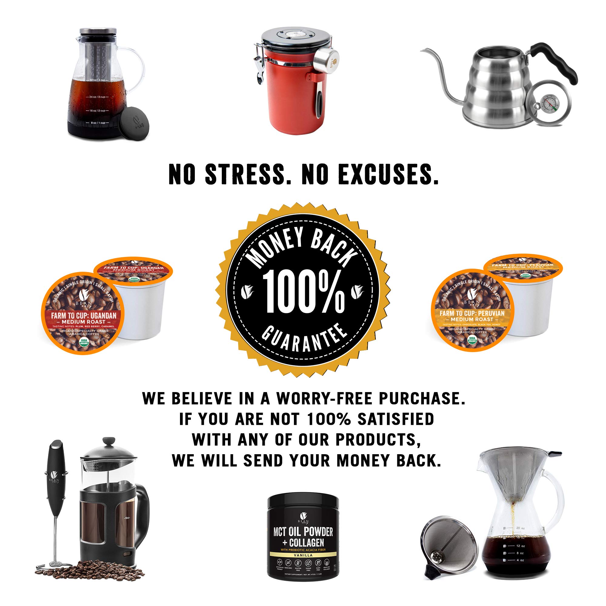 Bean Envy Airtight Coffee Canister 16 oz Includes Stainless Steel