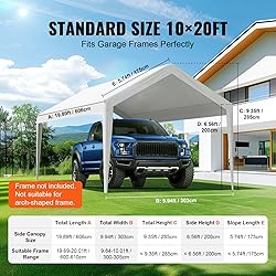 VEVOR Carport Replacement Canopy Cover 10 x 20