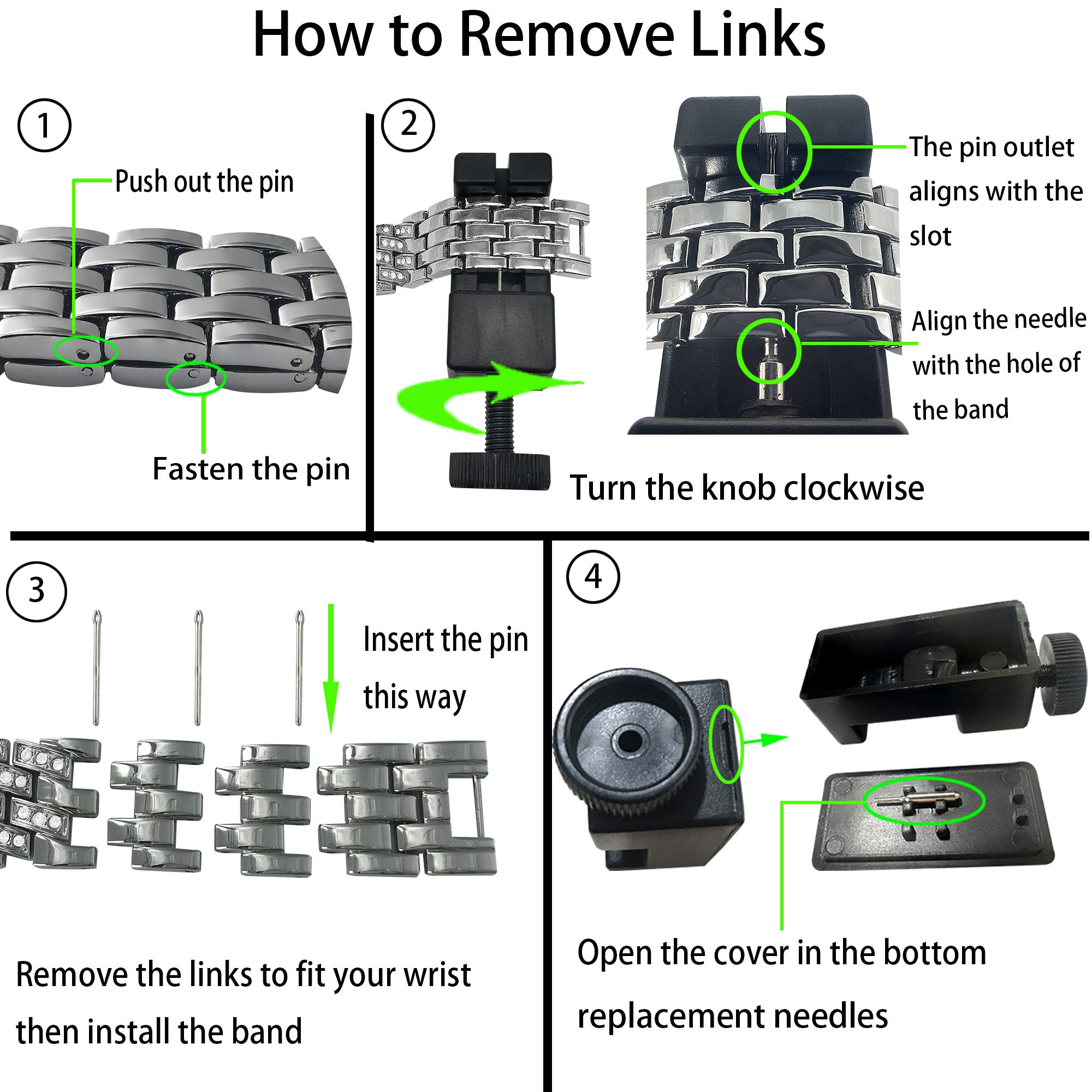 Kaleidoc Bands Compatible Fitbit Charge 2 - Metal Replacement Wristband with Premium Rhinestone Crystals, Adjustable Classy Bracelet Strap Compatible Fitbit Charge 2 Bands