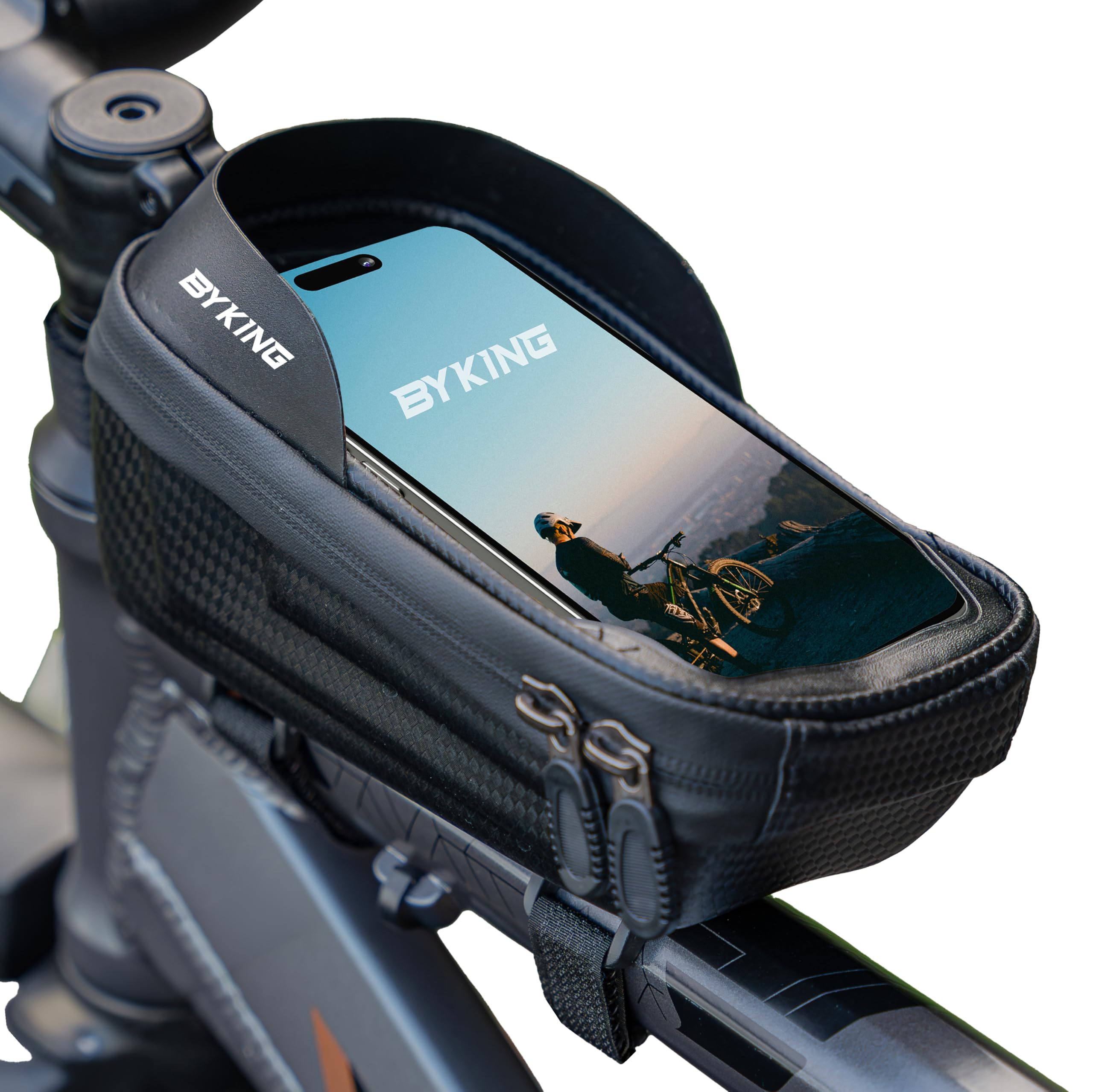 Byking Phone Holder, Waterproof Cycle Frame Bag, Top Tube Bike Accessory for Phones Up to 6.7", "Bicycle Frame Bag, MTB Accessory, Cycling Gift for Men