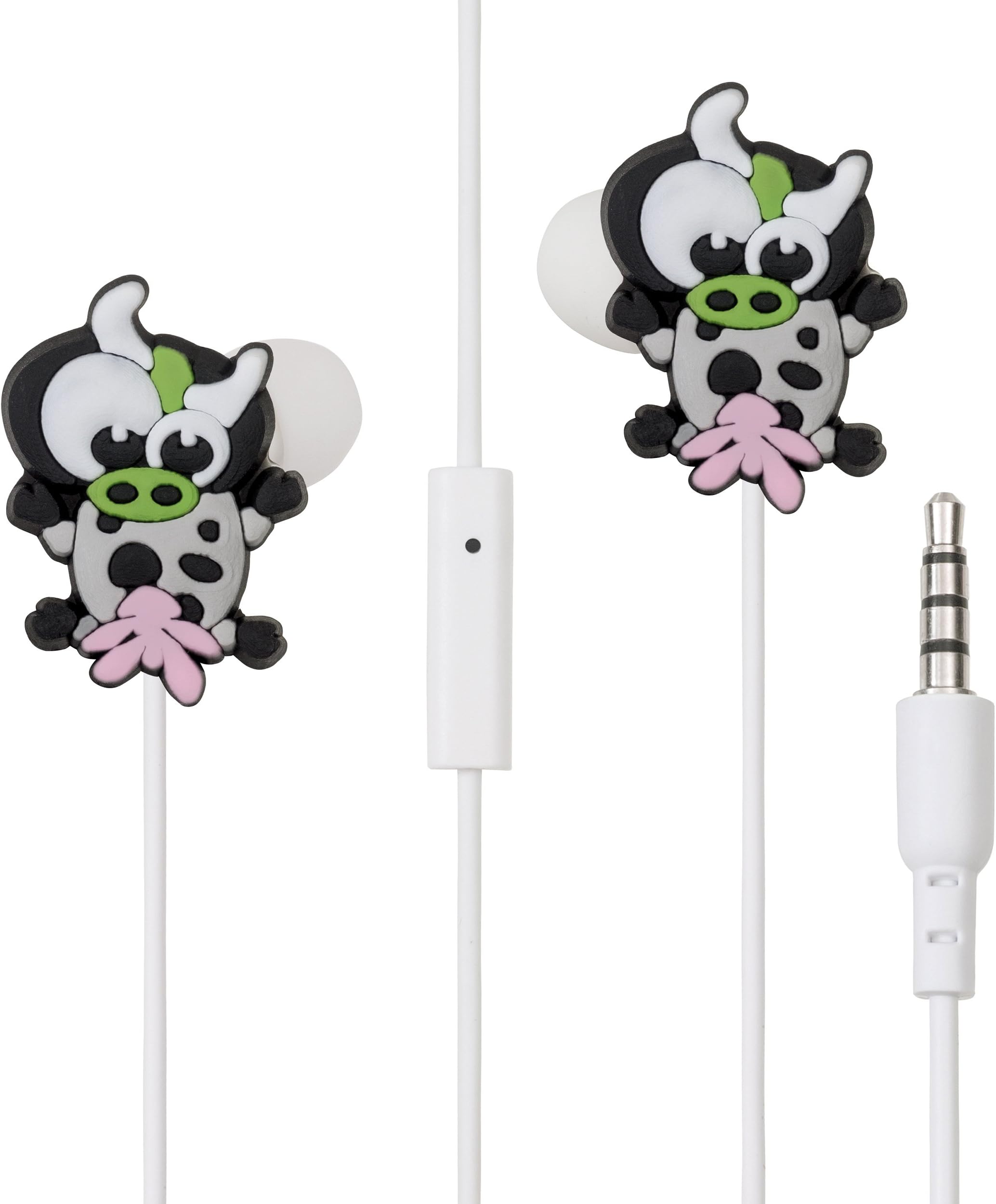 Cow Earphones with Mic by Lolachat. Cute present for girls of any age. Headphone for Iphone, Samsung, Nokia, Ipad, Apple