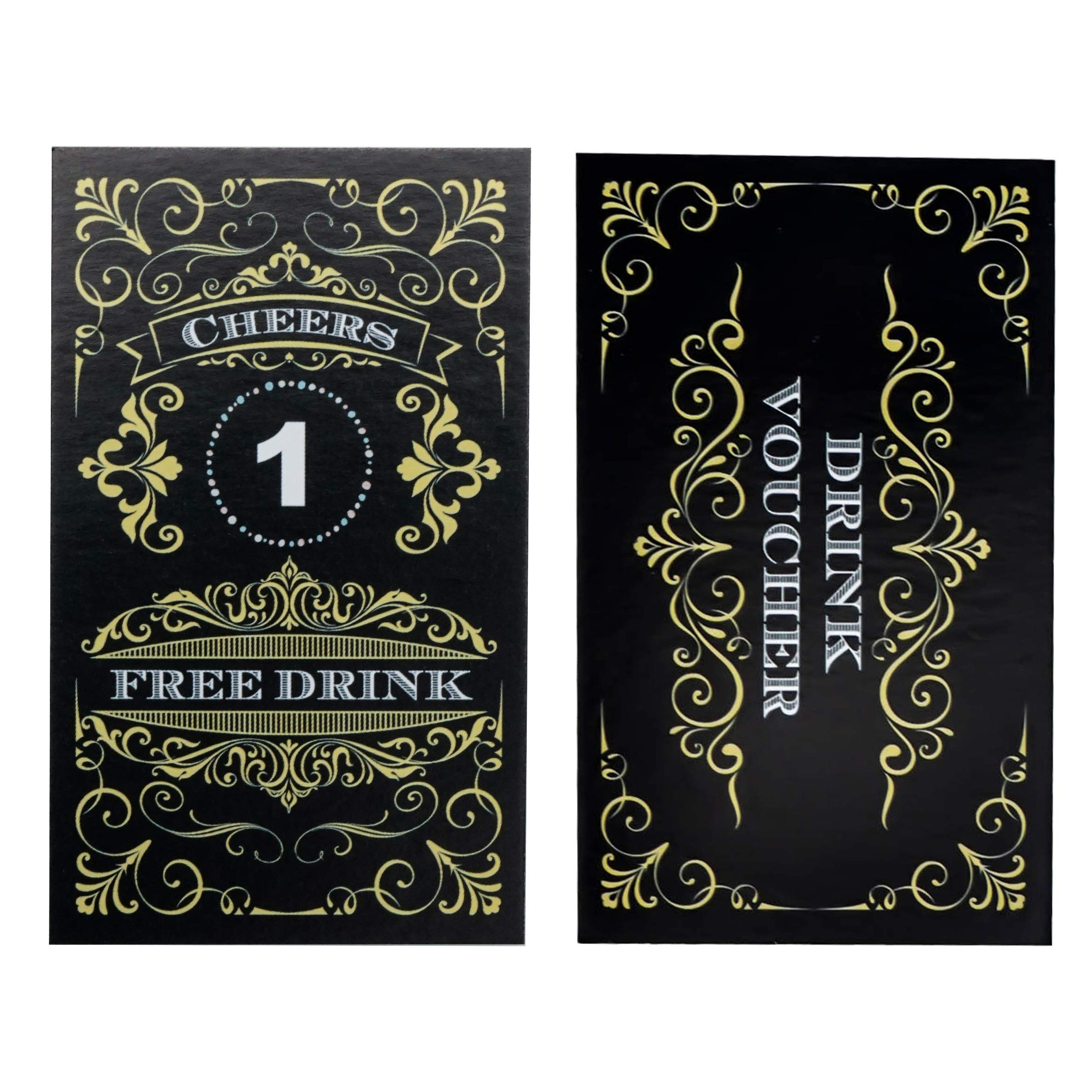 ABC Gift Shop Black Drink Token, Free Voucher, Wedding Bar Ticket, Restaurant Drink Voucher, Party Favour