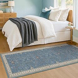 Boho 2x6 Non Slip Kitchen Rug Runner - Light Blue