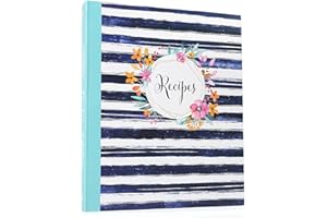 LotFancy Recipe Binder, 8.5” x 10”, with 60 Blank Recipe Cards 4x6, 30 Plastic Page Protectors, 3 Tabbed Dividers, 24 Labels 