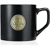 Onebttl Lawyer Gifts Coffee Cup for Men and Women, Ceramic Mug with Golden Badge, 15oz/450ml Mug for Birthday, Christmas, Retirement - Lawyer