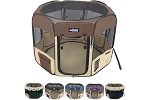 EliteField 2-Door Soft Pet Playpen (2 Year Warranty), Exercise Pen, Multiple Sizes and Colors Available for Dogs, Cats and Other Pets (62" x 62" x 36"H, Brown+Beige)