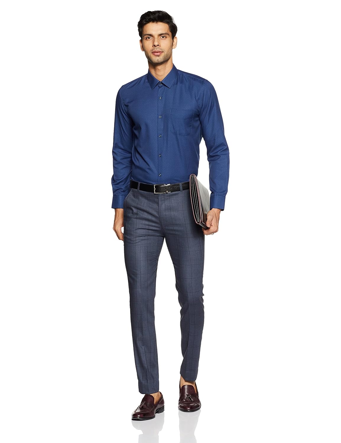 peter england men's printed slim fit formal shirt