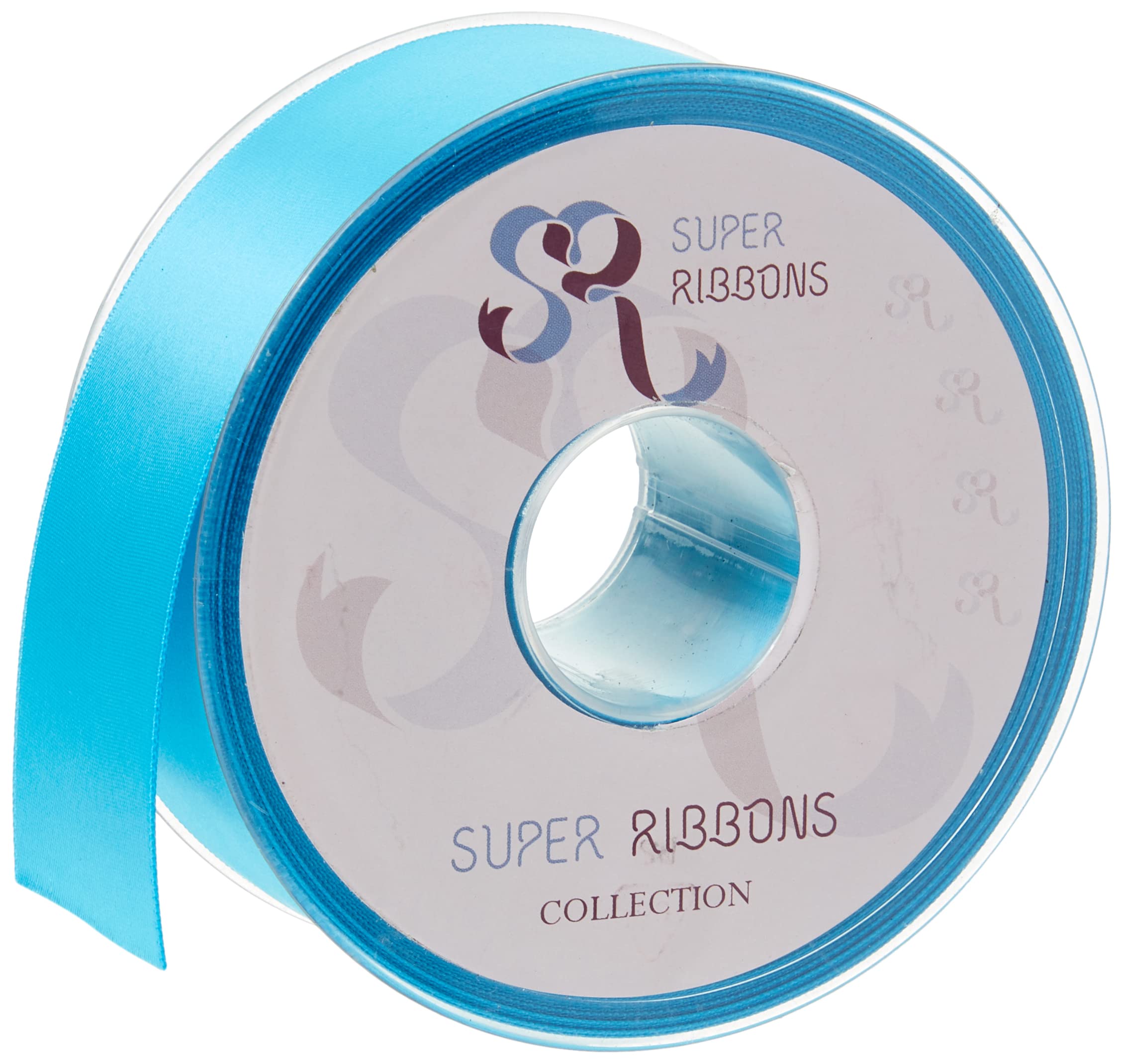 SR SUPER RIBBONS®™- Full Reel 38mm Double Faced Satin Ribbon, 20 Metres on Reel - Turquoise