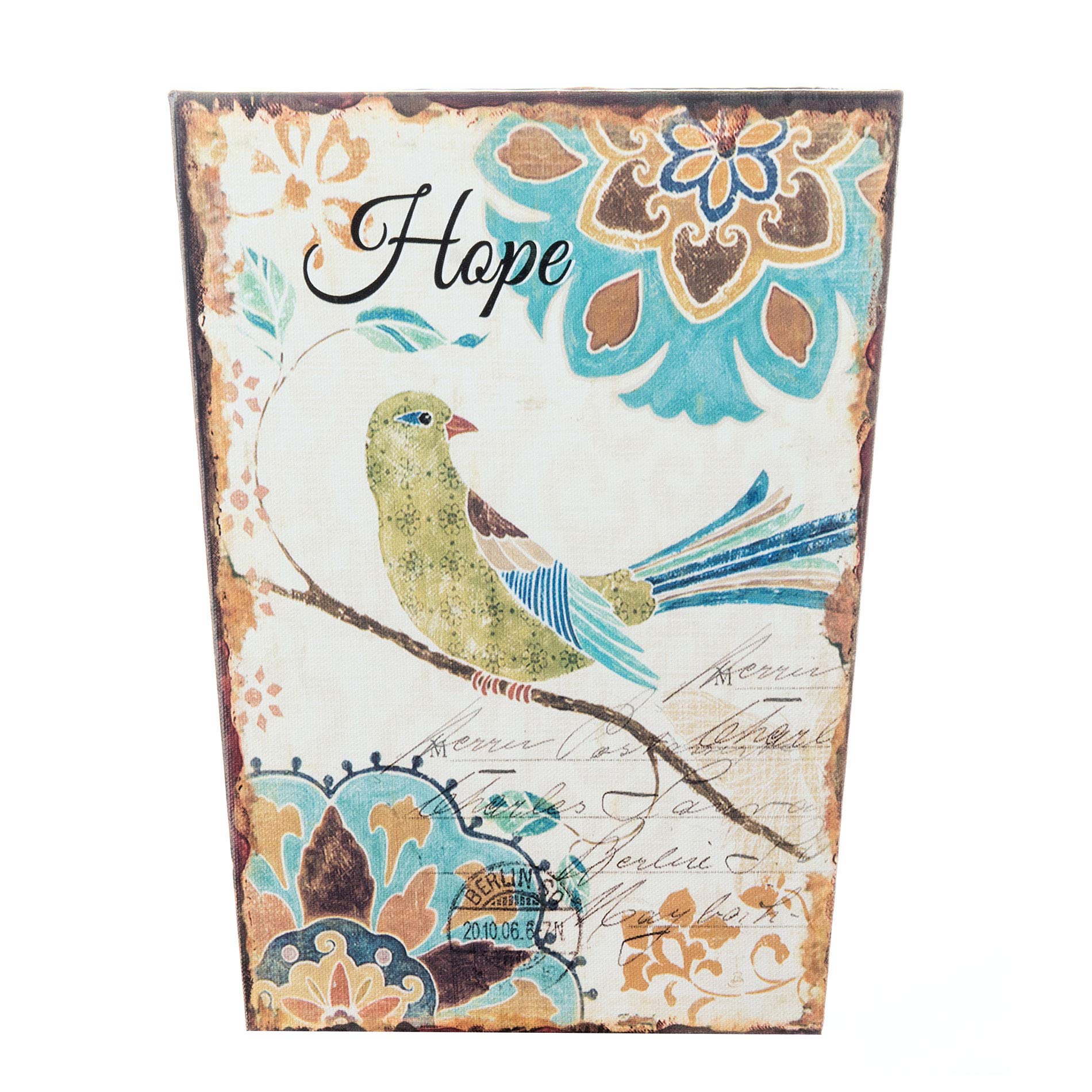 Rebecca Mobili Waste Paper Bin Rubbish Basket Mdf Canvas White Hope Classic Home Office Decoration - 26 x 20 x 20 cm (H x W x D) - Art. RE4840