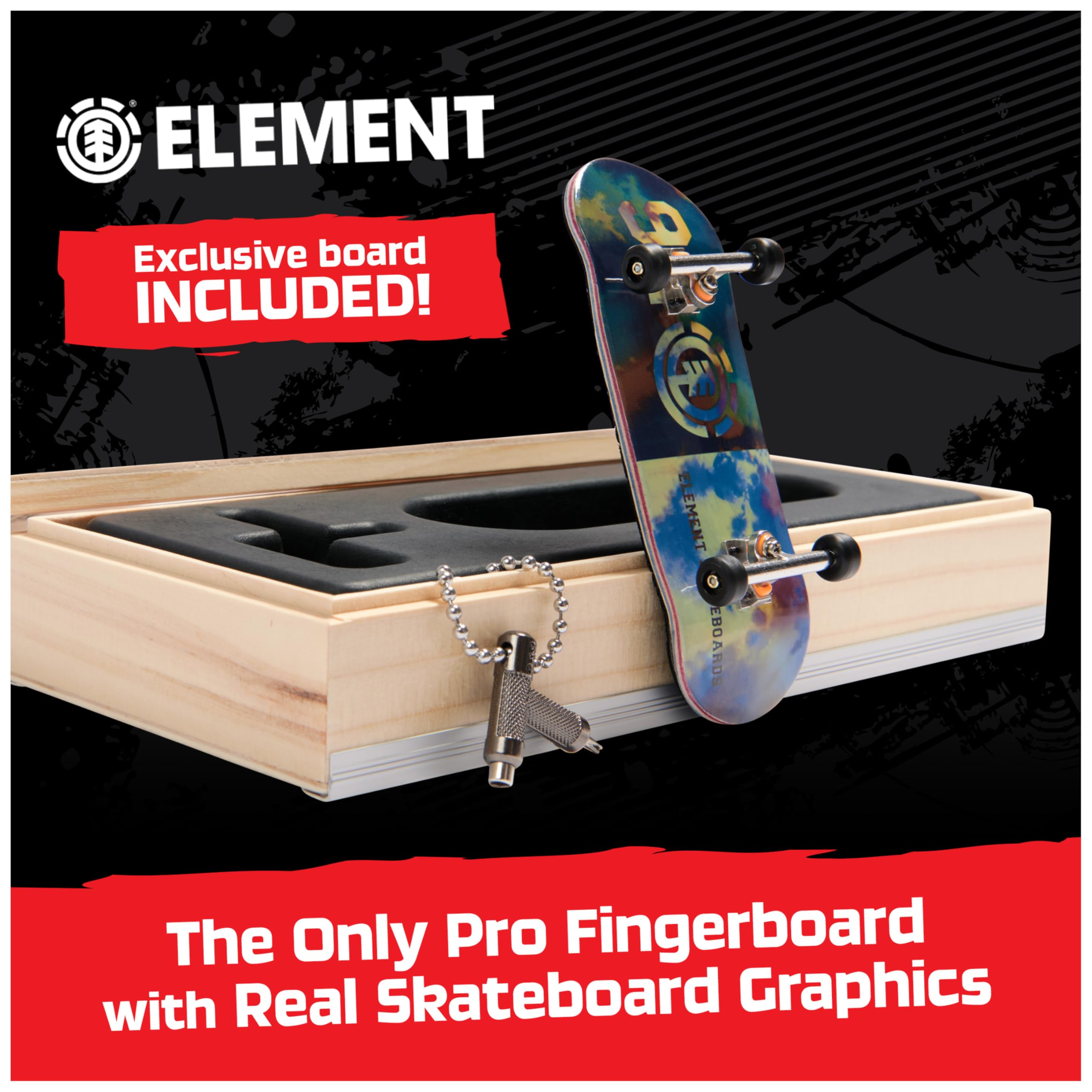 TECH DECK Element Pro Series Finger Board with Storage Display, Built for Pros; Authentic Mini Skateboards, Kids Toys for Ages 6 and up
