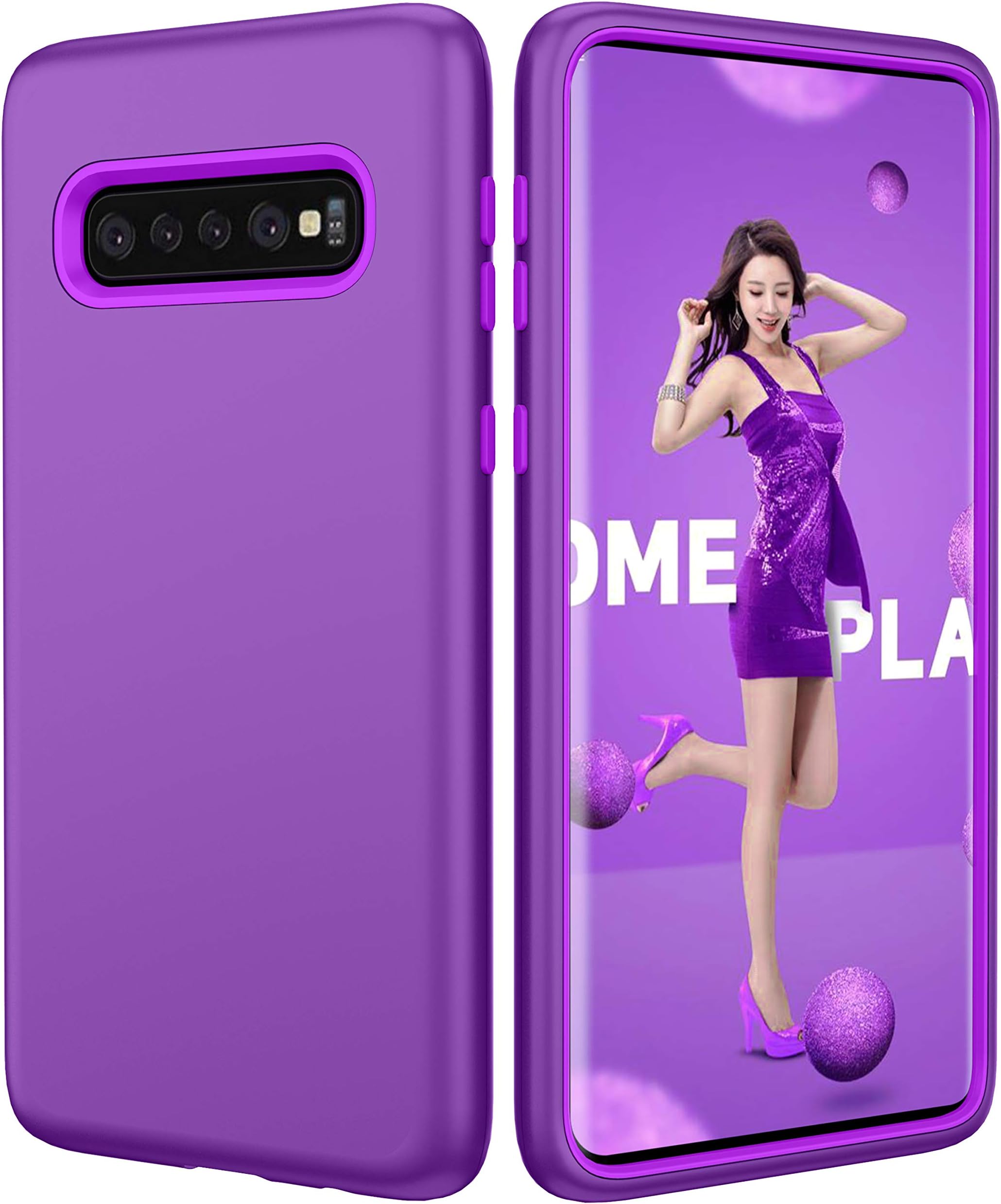 Galaxy S10 Plus Case, TOPBIN 3 in 1 [TPU + Dual Layer PC] Bumper Protective Shock-Absorption & Skid-Proof Anti-Scratch Hybrid Three Layers Protective Phone Case for Galaxy S10 Plus (Purple)