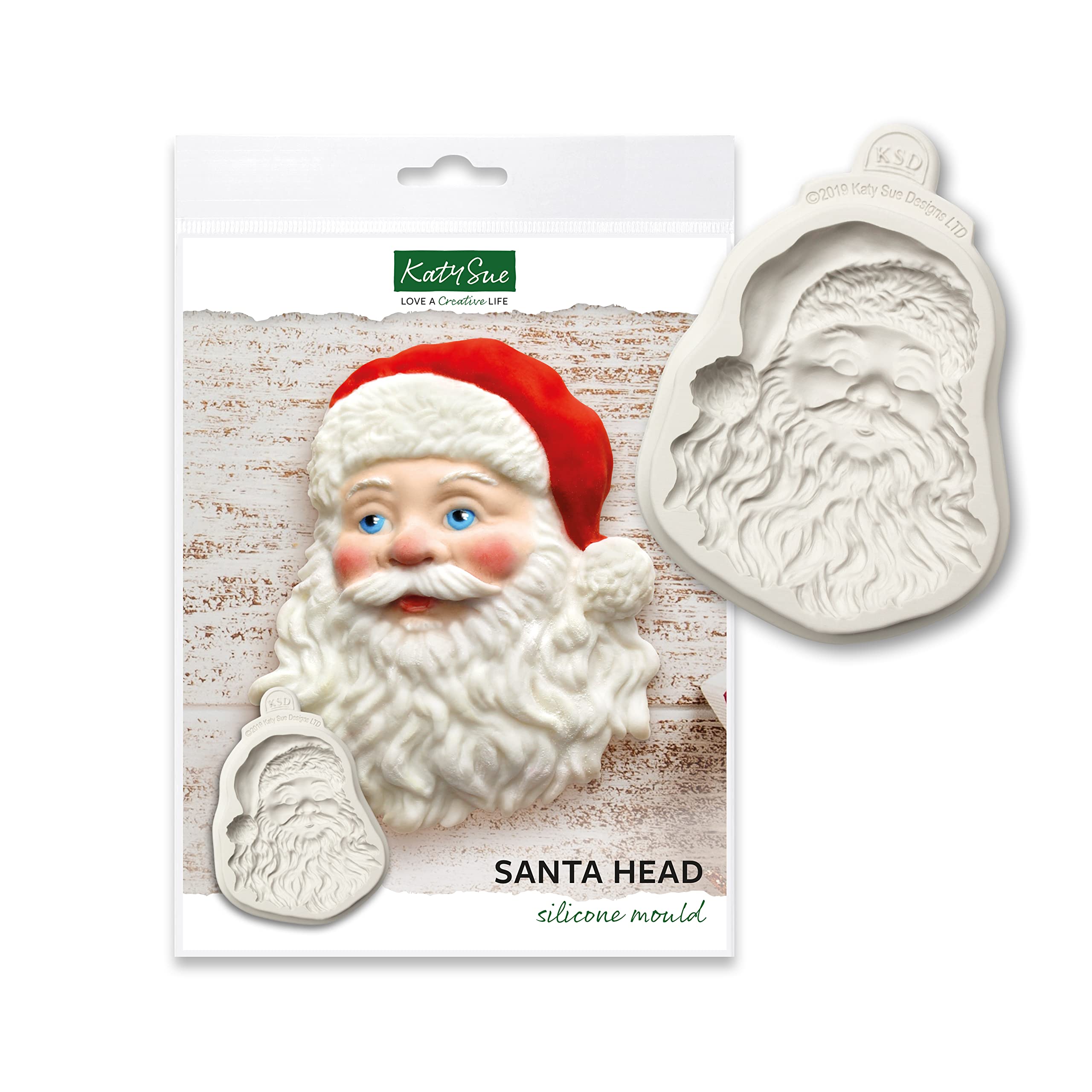 Katy Sue Santa Head Silicone Mould for Christmas Cake Decorating & Craft - Makes a Santa Claus/Father Christmas Head with Mould Size of 10cm x 8cm
