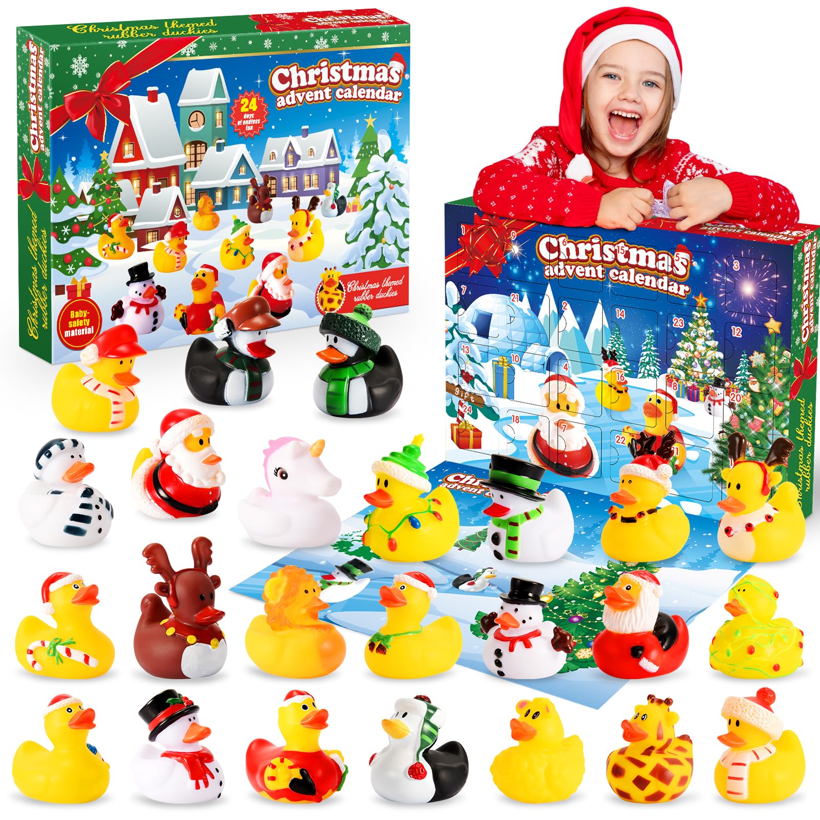 Gralal Advent Calendar 2025 Kids, Rubber Duck Bath Toys 24 Days Christmas Countdown Calendar 2025 Christmas Xmas Gifts for Kids Eve Gifts for 3-9 Year Old Girls Toys for 3-10 Year Old Boys
