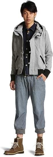 Amazon エムツースクエアード M2squared コーディネート4点セット N2b M51タイプpk Oxシャツ リブ付きヒッコリーパンツ ループタイset S0672 366 14 グレイ M トレーナー パーカー 通販