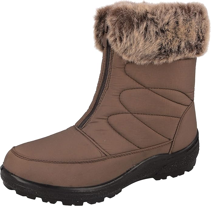 Cushion Walk Women's Winter Warm Faux Fur Lined Thermo Tex Ankle Zip