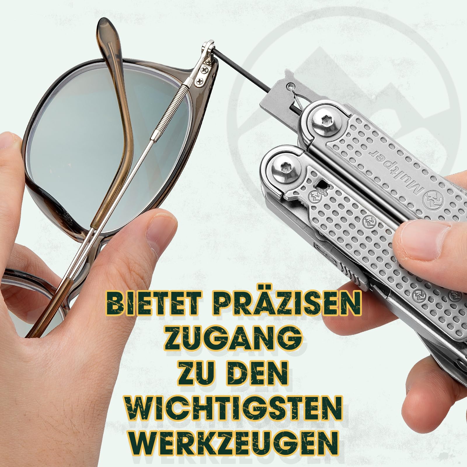 Multper Multitool Werkzeug, Geschenke für Männer, Aufgerüstetes Multi Tool Edelstahl Faltbares mit Damastmesser, Drahtschneider und Schraubendreherset, Multifunktionszange für Outdoor und Camping 7