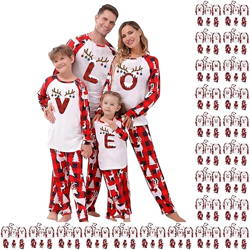 Matching Christmas Pyjamas, Christmas Pjs Family Set, Family Pyjamas Set A-Z Letters Pajamas Sleepwear Nightwear Couples Personalised Xmas Pjs (Womens, S)