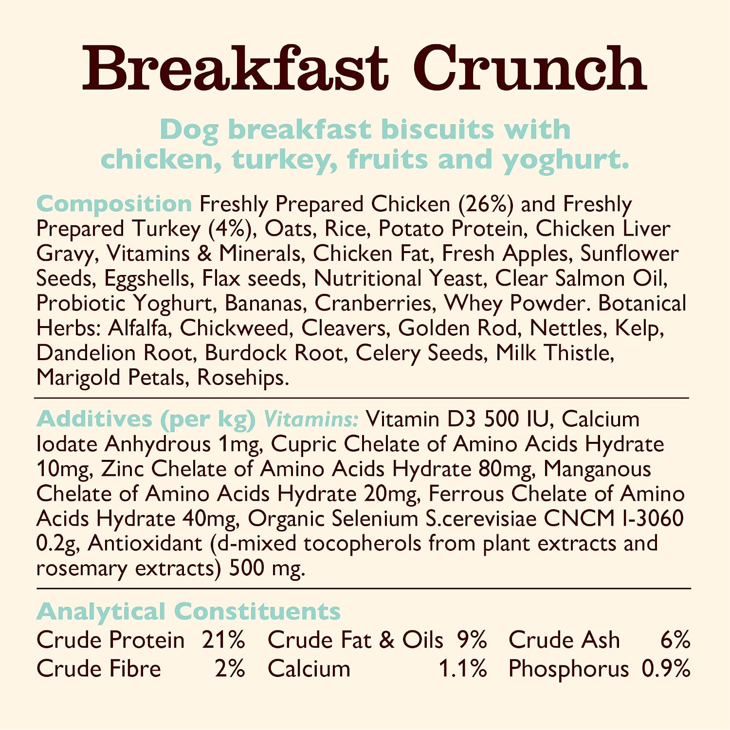 Lily's Kitchen Natural Adult Dry Dog Food - Breakfast Crunch Chicken, Turkey & Yoghurt - Complete Meal Recipes (6 Boxes x 800g) - Image 4