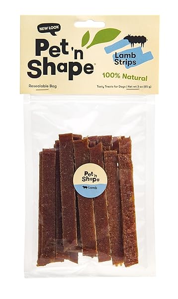 PET ‘N SHAPE LAMB JERKY DOG TREATS – 3 OUNCE
