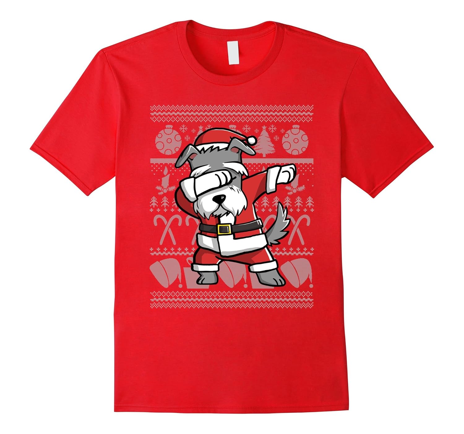 Dabbing Schnauzer Dog Ugly Christmas T-Shirt-ANZ