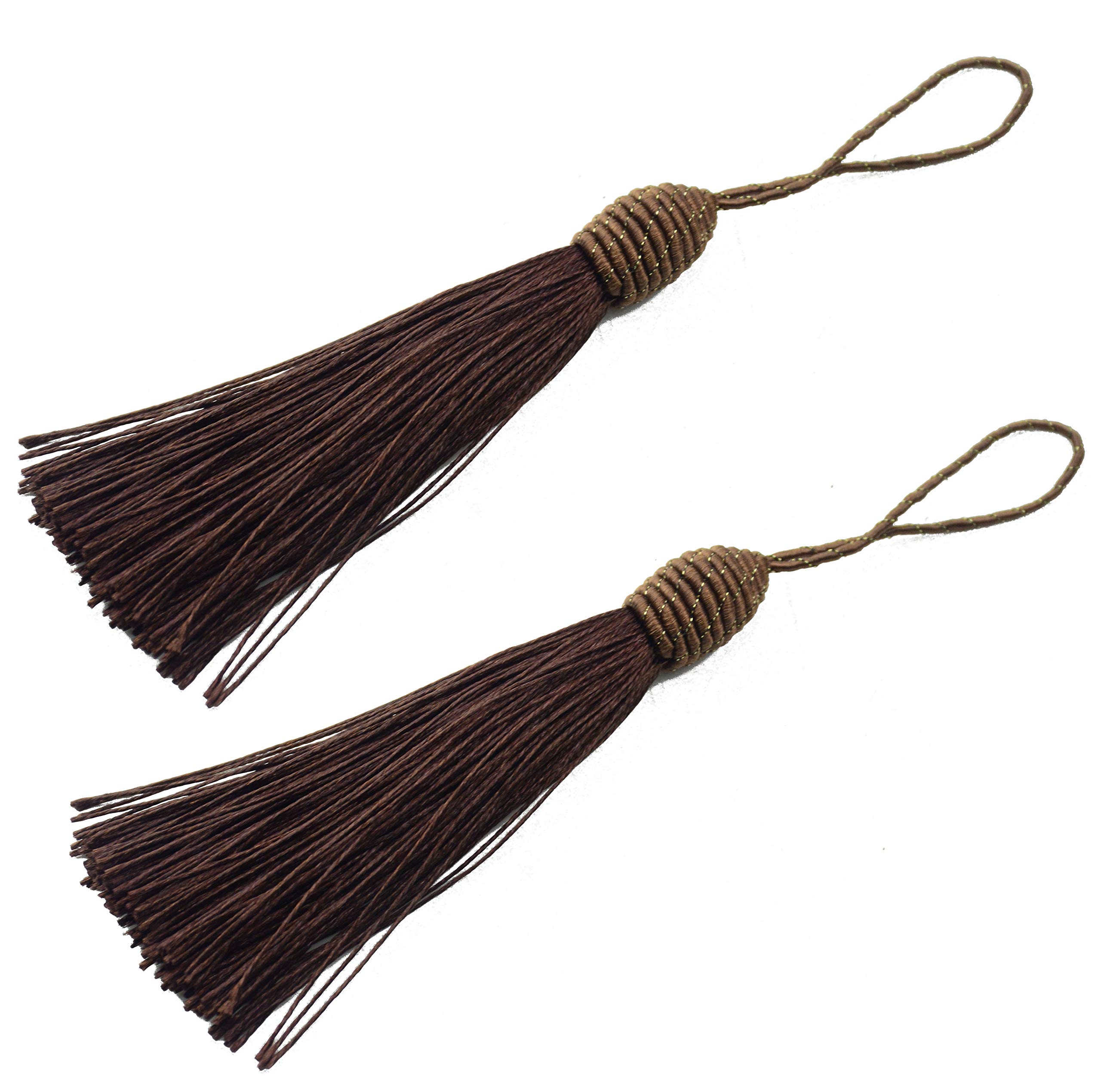 20pcs 15.5cm/6 Inches Silky Floss bookmark Tassels with 2-Inch Cord Loop and Small Chinese Knot for Jewelry Making, Souvenir, Bookmarks, DIY Craft Accessory (Dark Chocolate)