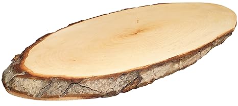 Kaltner Präsente Schneidebrett Holz Erle Rustikales Brotzeitbrett Jausenbrett Rindenscheibe (40 cm)