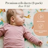 Tutti Bambini Premium Crib Sheets 2-Pack Run Wild Bamboo Jersey Fit 53x80 view 2