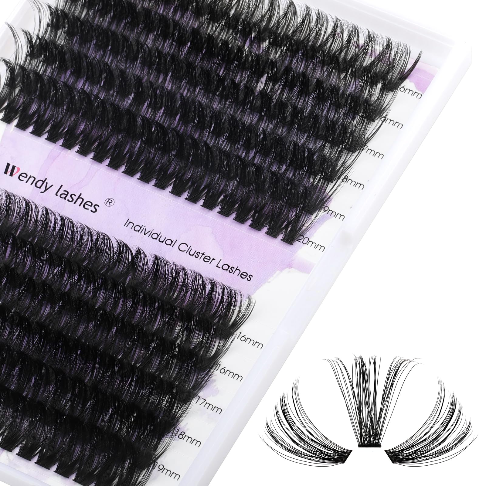 Individual Cluster Lashes C Curl 0.07mm 60D/80D 16-20mm Mixed Individual Eyelash Clusters Densely DIY Lash Extensions(60D+80D-0.07-C-MIX16-20) — image 1