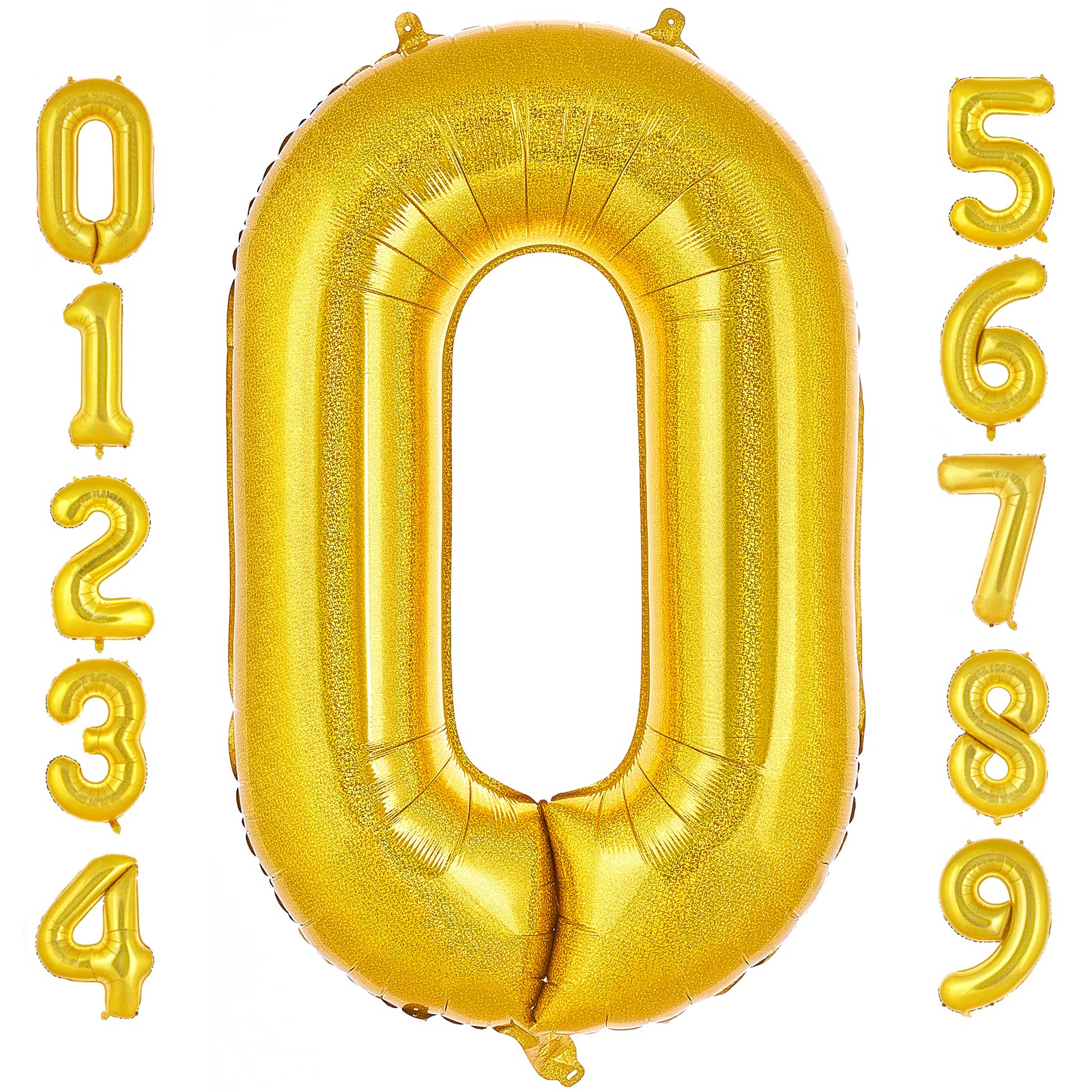PartyWoo Number Balloons, 40 inch Gold Balloons, Large Number Balloon, Happy Birthday Balloon, Foil Balloons for Parties, Happy Birthday Balloons for Birthday Decorations (Gold, Number 0)