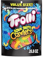 Trolli Sour Brite Crawlers, Candy, Cherry-Lemon, Strawberry-Grape & Orange-Lime, Sweet and Sour, Gummy Worms, Halloween Treat