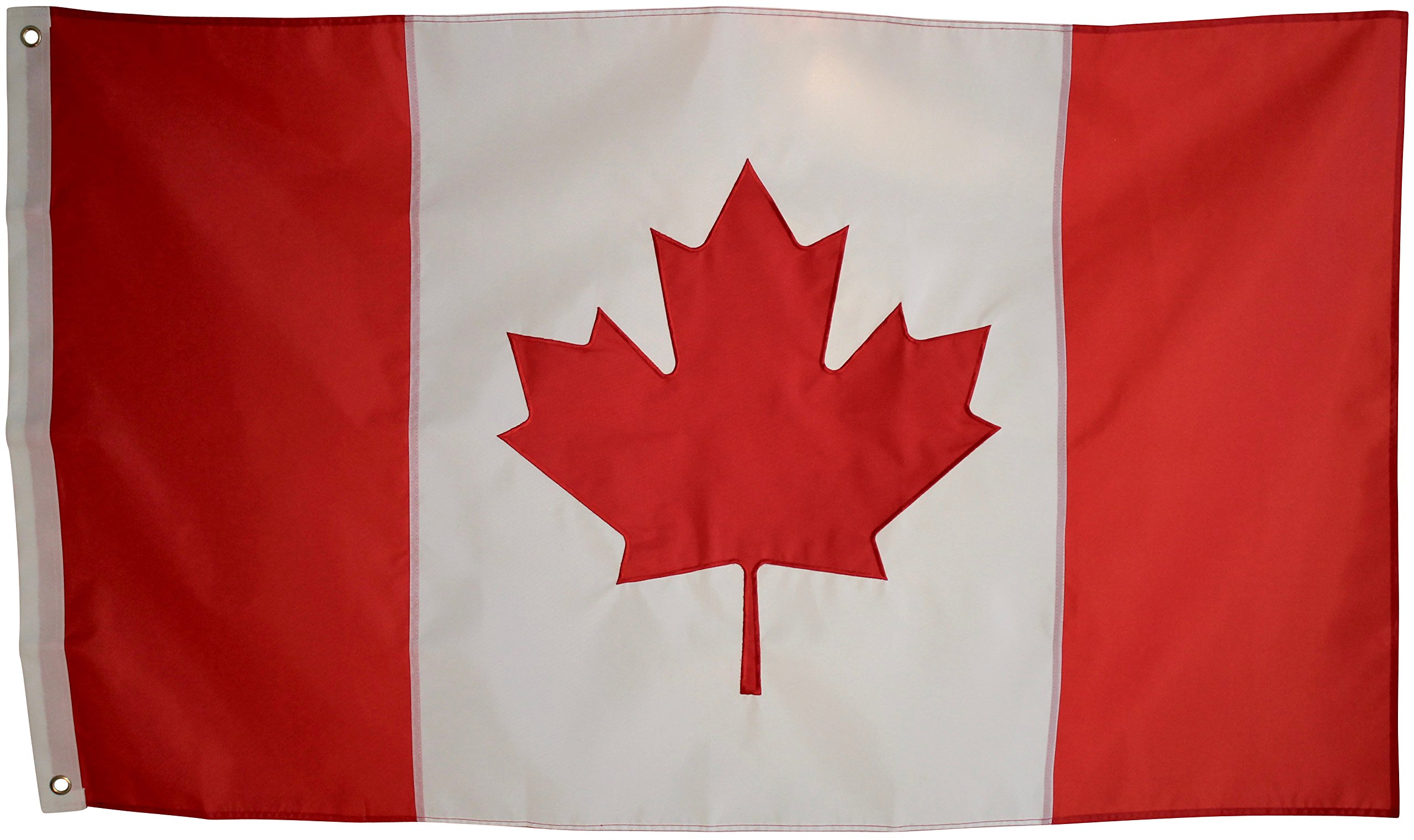 Canadian Flag 3x5 Ft Outdoor Nylon 210D Embroidered Maple Leaf Detail with Sewn Panels UV Canadian Flag 3x5 Ft Outdoor Nylon 210D Embroidered Maple Leaf Detail with Sewn Panels UV