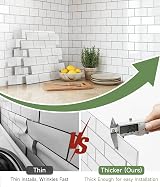 Yoillione Thicker Peel & Stick Wall Tiles 12x12 White 10 Sheets Backsplash view 4