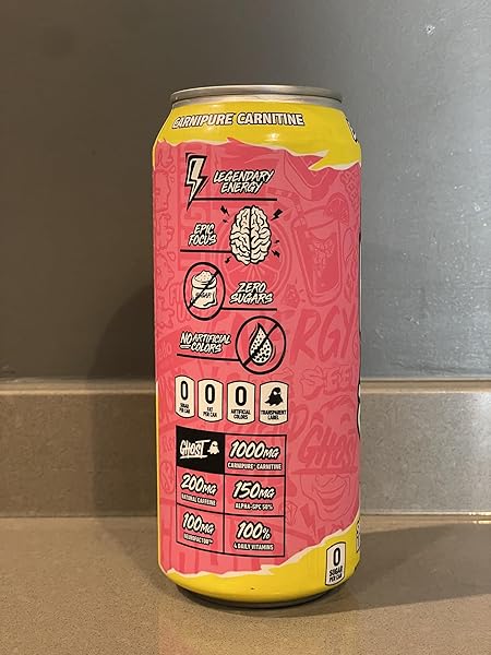 GHOST ENERGY DRINK – SINGLE CAN, SOUR PINK LEMONADE 16OZ – ENERGY & FOCUS & NO ARTIFICIAL COLORS – 200MG NATURAL CAFFEINE, L-CARNITINE & TAURINE – GLUTEN-FREE & VEGAN
