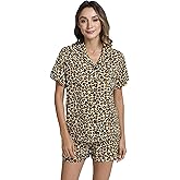 DREAMHALO Women's Pajamas Set-Viscose Made from Bamboo, Short Sleeve Pjs with Shorts Cool Sleepwear Soft Loungewear