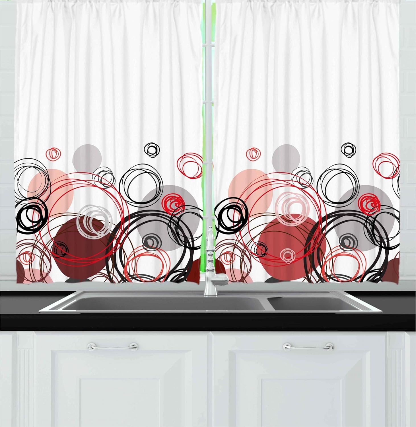 Best Grey And Red Kitchen Curtains