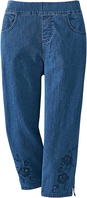stretch denim capris