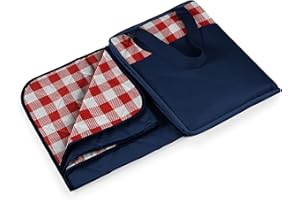 ONIVA - a Picnic Time brand - Vista Outdoor Picnic Blanket & Tote - Beach Blanket - Camping Blanket, (Navy with Red Check)