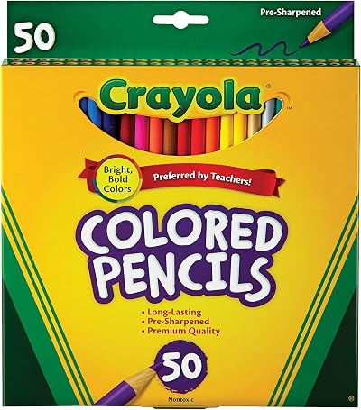 CRAYOLA Colored Pencils Art Tools 50 Count Presharpened for Art Projects