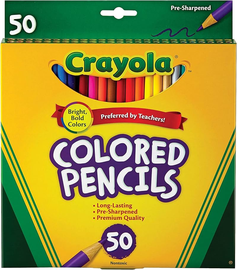CRAYOLA Colored Pencils Art Tools 50 Count Presharpened for Art Projects